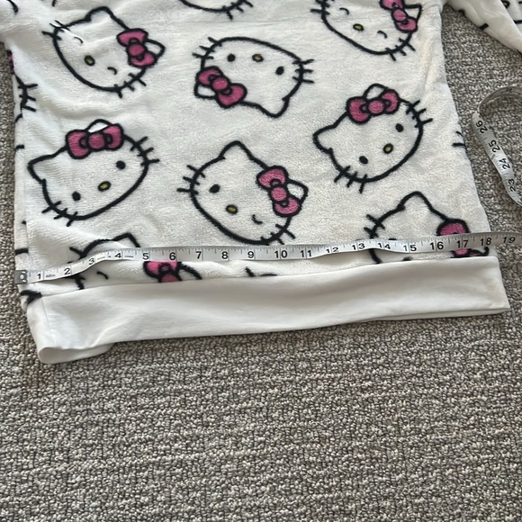 Sanrio Hello Kitty White Pink Bow Soft Fleece L Sweatshirt Top Sweater - Picture 8 of 11